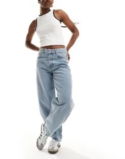 Hugo Red HUGO Gimine Tapered Jeans In Light Wash For Women Turquoise/aqua