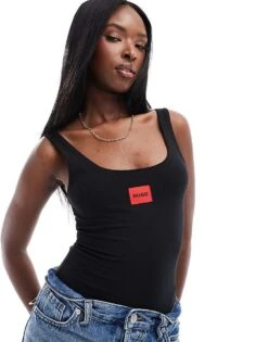 Hugo Red Hugo Bodywear Red Label Bodysuit In Black For Women