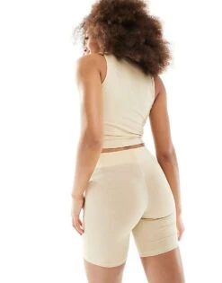 Hugo Red Hugo Bodywear Logo Suki Legging Short In Beige For Women -HUGO Sales 205682346 3