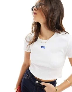 HUGO BLUE Baby Tee In White For Women -HUGO Sales 205860624 1 white 1