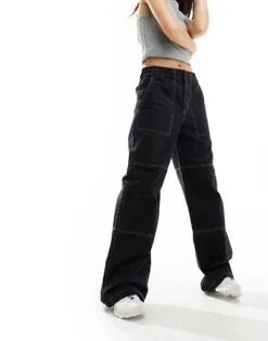 HUGO BLUE Wide Leg Utility Trousers In Black For Women -HUGO Sales 205860719 5