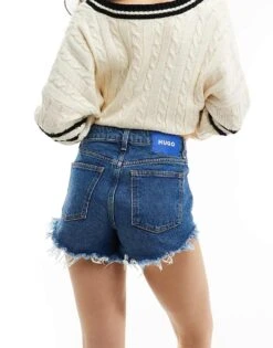 HUGO BLUE Denim Shorts In Mid Blue For Women -HUGO Sales 205860827 2