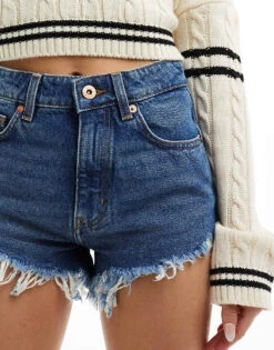 HUGO BLUE Denim Shorts In Mid Blue For Women -HUGO Sales 205860827 4