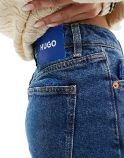HUGO BLUE Denim Shorts In Mid Blue For Women -HUGO Sales 205860827 5