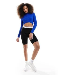 HUGO BLUE Crop Light Knit Jumper In Blue For Women 8 HUGO BLUE Crop Light Knit Jumper In Blue For Women -HUGO Sales 205860836 3