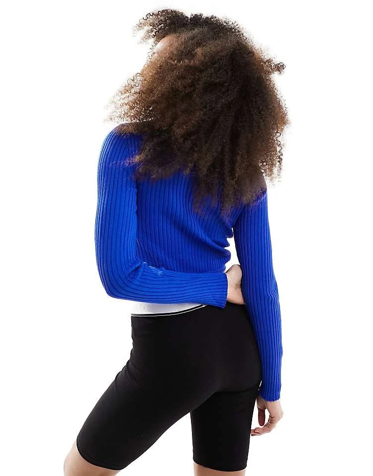 HUGO BLUE Crop Light Knit Jumper In Blue For Women 5 HUGO BLUE Crop Light Knit Jumper In Blue For Women - Image 4