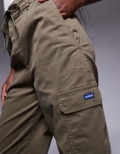 HUGO BLUE Cargo Cuffed Trousers In Khaki For Women -HUGO Sales 205861003 3
