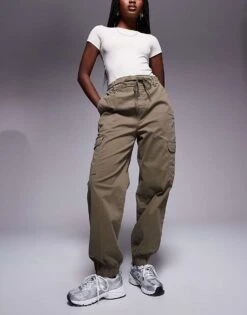 HUGO BLUE Cargo Cuffed Trousers In Khaki For Women -HUGO Sales 205861003 4