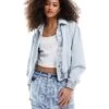 HUGO BLUE Bomber Denim Jacket With Back Patch In Light Wash For Women Medium Blue -HUGO Sales 205861293 1 mediumblue