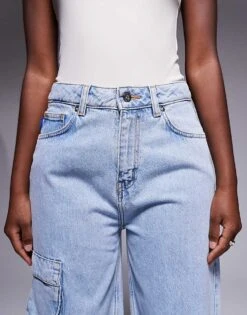 HUGO BLUE Cargo Balloon Jeans In Light Wash For Women Turquoise/aqua -HUGO Sales 205861338 5