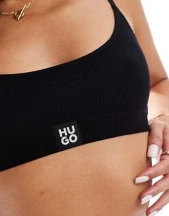 Hugo Red Hugo Bodywear Rib Bralette In Black For Women -HUGO Sales 206599370 3