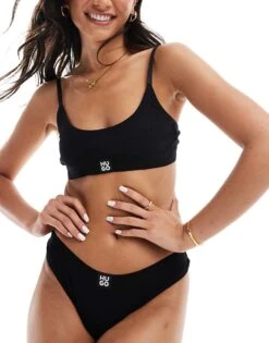 Hugo Red Hugo Bodywear Rib Bralette In Black For Women -HUGO Sales 206599370 4