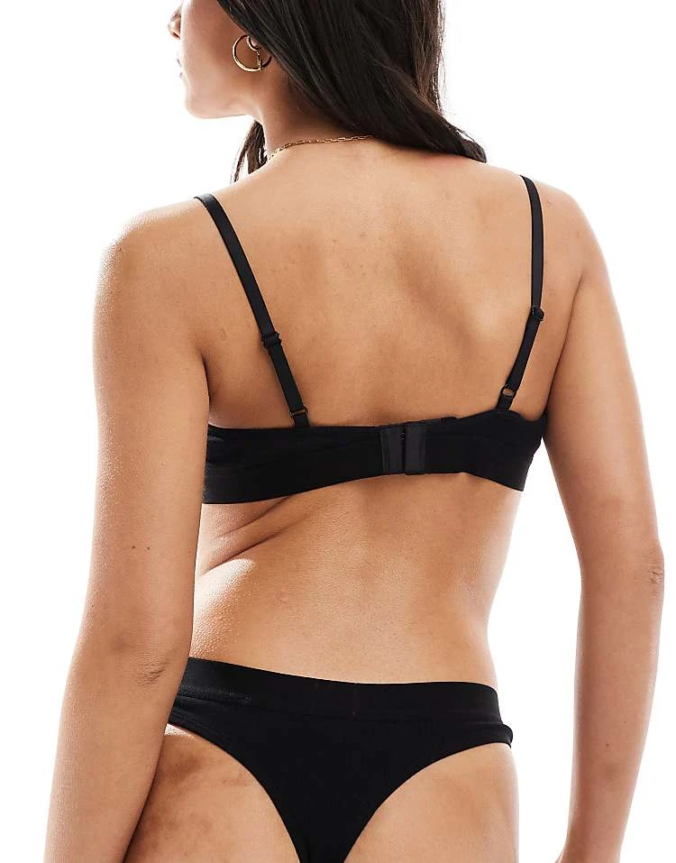 Hugo Red Hugo Bodywear Rib Thong In Black For Women 4 Hugo Red Hugo Bodywear Rib Thong In Black For Women - Image 2