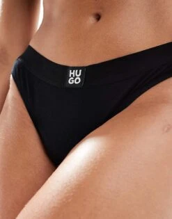 Hugo Red Hugo Bodywear Rib Thong In Black For Women 10 Hugo Red Hugo Bodywear Rib Thong In Black For Women -HUGO Sales 206599439 4