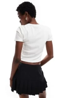 HUGO Red Cropped Baby T-shirt In White For Women -HUGO Sales 206773229 4