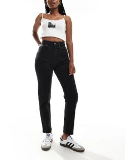 HUGO Blue Noe Mom Jeans In Black For Women -HUGO Sales 206773255 5