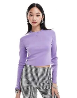 HUGO Red Long Sleeve Baby T-shirt In Purple For Women Open Purple -HUGO Sales 206773274 1 openpurple 1