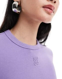 HUGO Red Long Sleeve Baby T-shirt In Purple For Women Open Purple -HUGO Sales 206773274 3