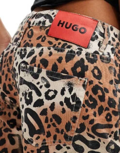 HUGO Red Wide Leg Trousers In Leopard Print For Women Open Miscellaneous -HUGO Sales 206773279 3