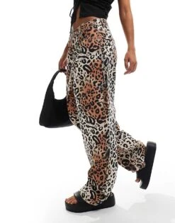 HUGO Red Wide Leg Trousers In Leopard Print For Women Open Miscellaneous -HUGO Sales 206773279 4