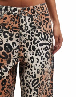 HUGO Red Wide Leg Trousers In Leopard Print For Women Open Miscellaneous -HUGO Sales 206773279 5