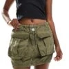 HUGO Blue Utility Zip Up Mini Skirt In Khaki For Women Open Green -HUGO Sales 206773295 1 opengreen