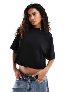 HUGO Red Boxy T-shirt In Black For Women