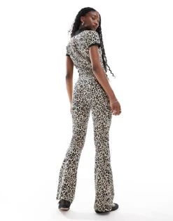 HUGO Red Flared Trousers In Leopard Print For Women Open Miscellaneous -HUGO Sales 206773580 5