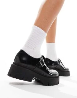 HUGO Red Leather Chunky Shoes In Black For Women -HUGO Sales 206773608 4