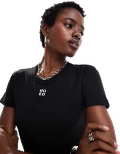 HUGO Red Cropped Baby T-shirt In Black For Women -HUGO Sales 206773875 1 black 1