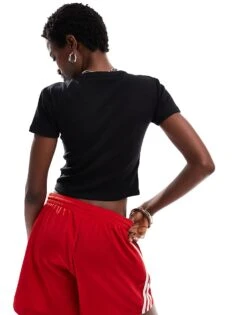 HUGO Red Cropped Baby T-shirt In Black For Women -HUGO Sales 206773875 4