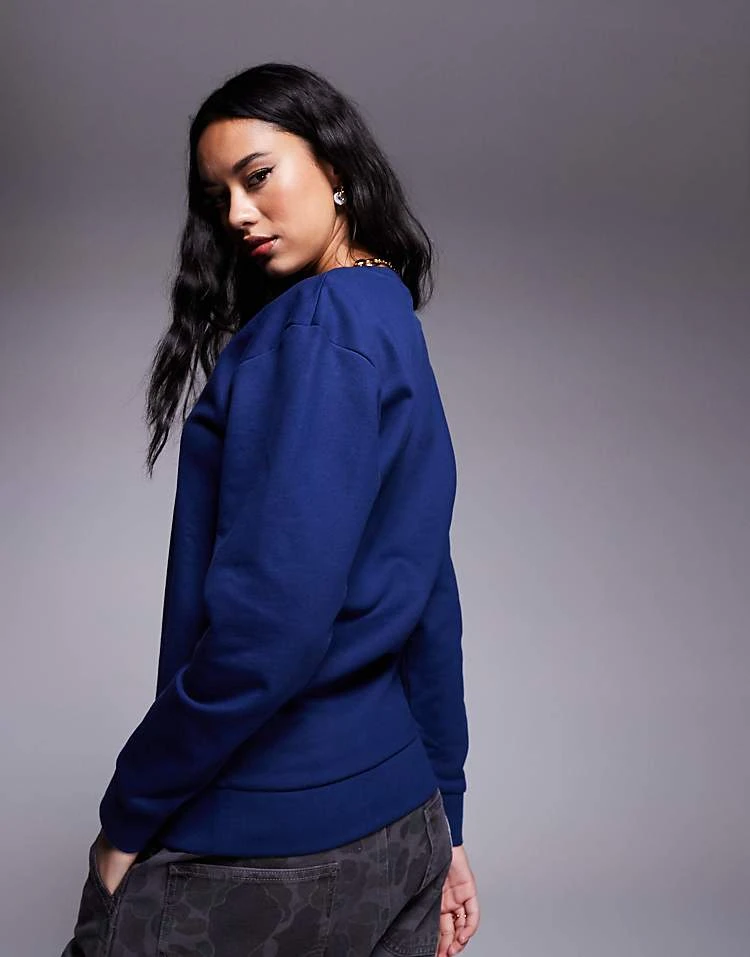 HUGO Red Easy Crewneck Sweatshirt In Navy With Logo Print And Diamante Detailing For Women Blue 4 HUGO Red Easy Crewneck Sweatshirt In Navy With Logo Print And Diamante Detailing For Women Blue - Image 2