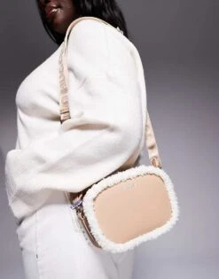 HUGO Red Bel Crossbody Bag In Beige With Sherpa Lining Detail For Women -HUGO Sales 206889086 3