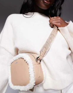 HUGO Red Bel Crossbody Bag In Beige With Sherpa Lining Detail For Women -HUGO Sales 206889086 4