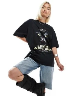 HUGO Red Dargex Oversized T-shirt In Black With Poster Print For Women -HUGO Sales 206889111 1 black 1