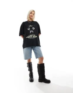 HUGO Red Dargex Oversized T-shirt In Black With Poster Print For Women -HUGO Sales 206889111 4