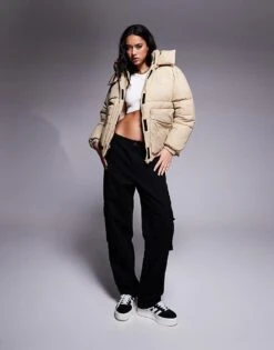 HUGO Blue Finley Puffer Jacket In Beige For Women -HUGO Sales 206889113 4