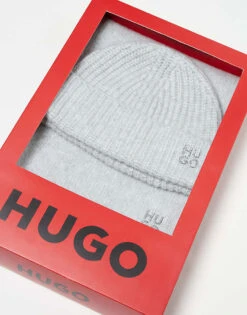 HUGO Red Sarmi Scarf And Beanie Set In Grey For Women -HUGO Sales 206889179 1 grey 1