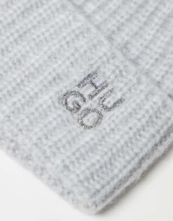 HUGO Red Sarmi Scarf And Beanie Set In Grey For Women -HUGO Sales 206889179 2