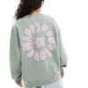 HUGO Blue Oversized Crewneck Sweatshirt In Light Green For Women -HUGO Sales 206889260 1 green