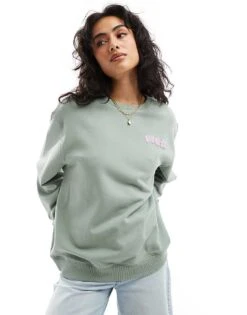 HUGO Blue Oversized Crewneck Sweatshirt In Light Green For Women -HUGO Sales 206889260 4