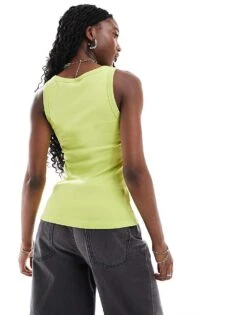 HUGO Red Datamia Ribbed Vest In Yellow For Women -HUGO Sales 206889360 3