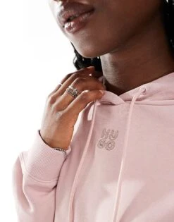 HUGO Red Delfinia Pullover Hoodie In Light Pink For Women 9 HUGO Red Delfinia Pullover Hoodie In Light Pink For Women -HUGO Sales 206889424 3