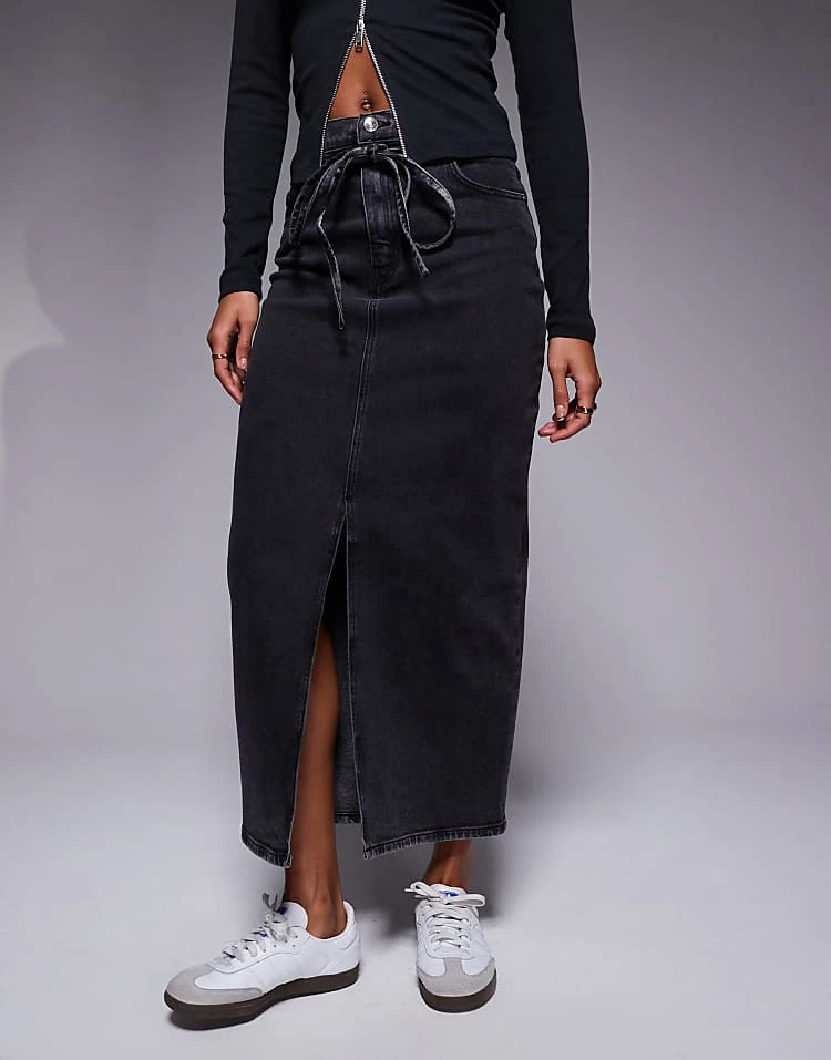 HUGO Red Gatje Maxi Denim Skirt In Washed Black For Women 4 HUGO Red Gatje Maxi Denim Skirt In Washed Black For Women - Image 2