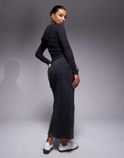 HUGO Red Gatje Maxi Denim Skirt In Washed Black For Women 12 HUGO Red Gatje Maxi Denim Skirt In Washed Black For Women -HUGO Sales 206889436 5