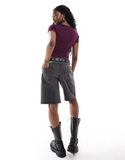 HUGO Red Delanor Cropped Baby T-shirt In Dark Purple For Women 10 HUGO Red Delanor Cropped Baby T-shirt In Dark Purple For Women -HUGO Sales 206889500 4