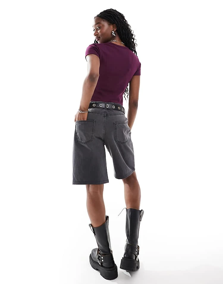 HUGO Red Delanor Cropped Baby T-shirt In Dark Purple For Women 6 HUGO Red Delanor Cropped Baby T-shirt In Dark Purple For Women - Image 4