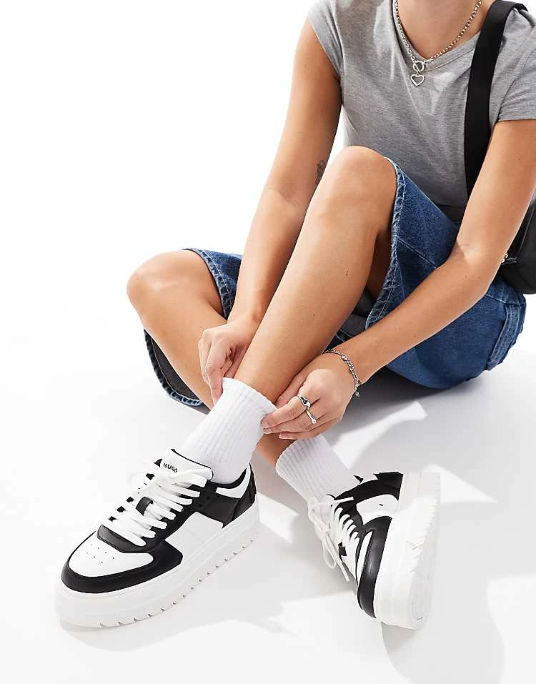 HUGO Red Lyssa Tenn Trainers In White And Black For Women 7 HUGO Red Lyssa Tenn Trainers In White And Black For Women - Image 5