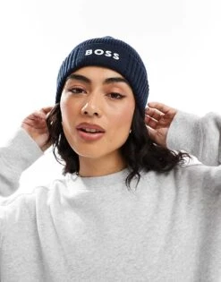 BOSS By Hugo Boss BOSS Asic Fisherman Beanie In Navy With White Logo For Women -HUGO Sales 206889685 1 navy 1