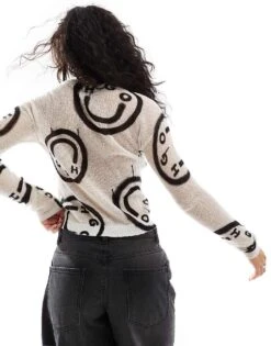 HUGO Blue Satta Knitted Jumper In White With All Over Logo Print For Women Multi -HUGO Sales 206889688 3